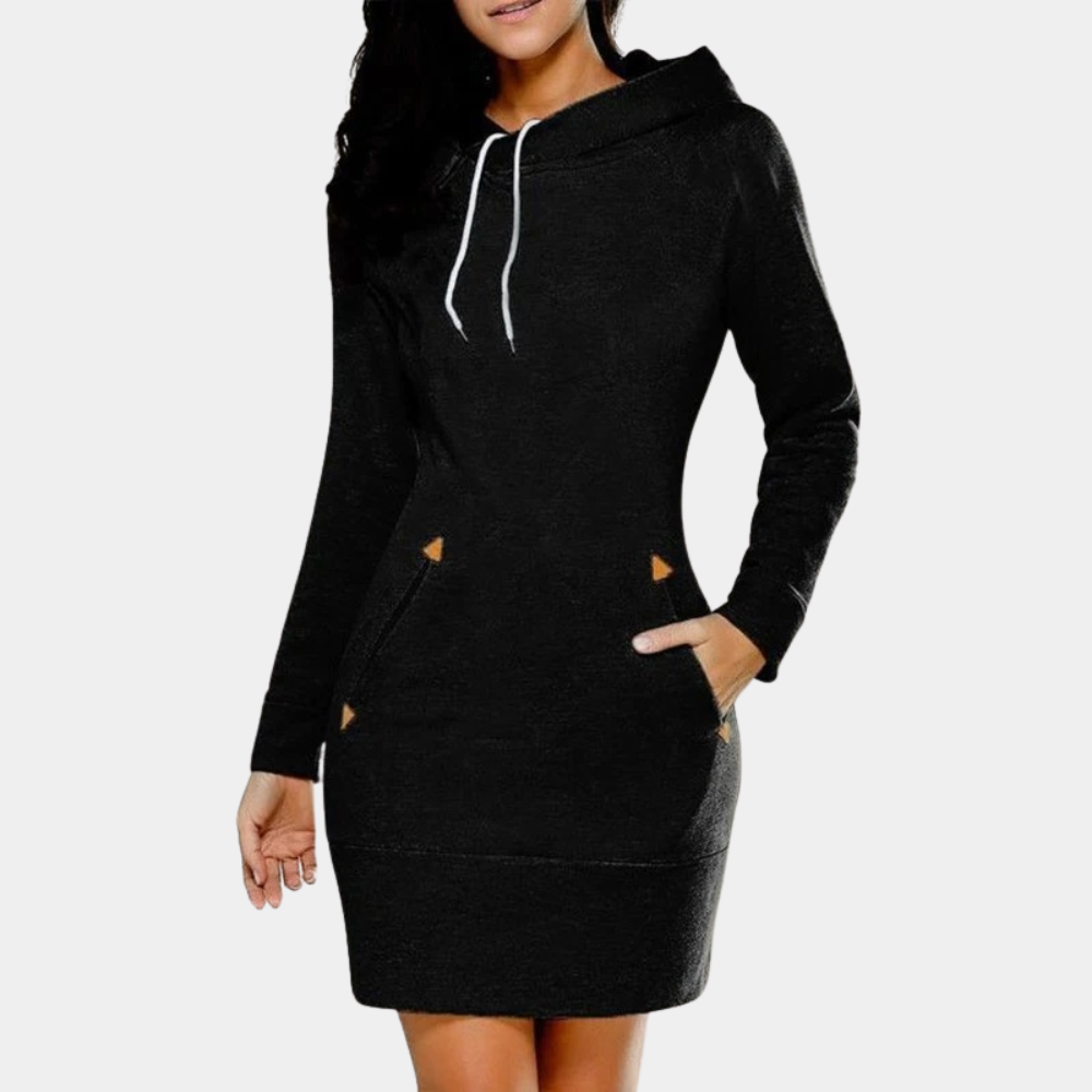 Hooded dress - modern ladies sweatshirt dress with pockets