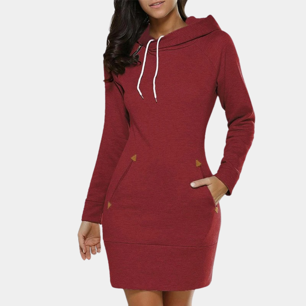 Hooded dress - modern ladies sweatshirt dress with pockets
