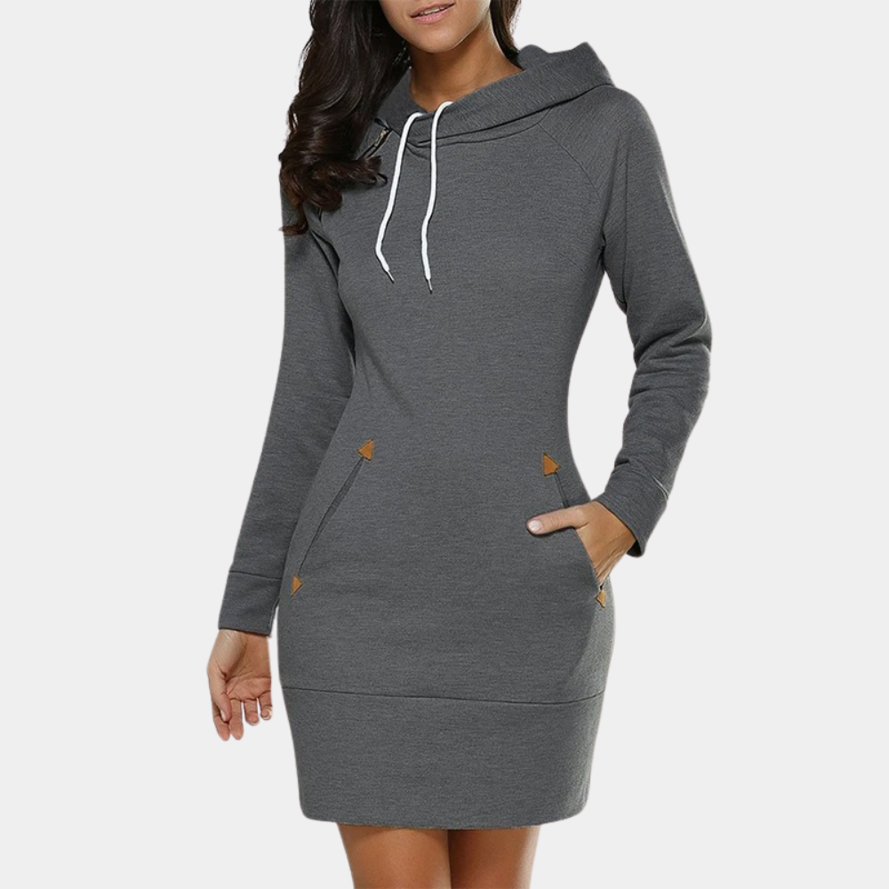 Hooded dress - modern ladies sweatshirt dress with pockets