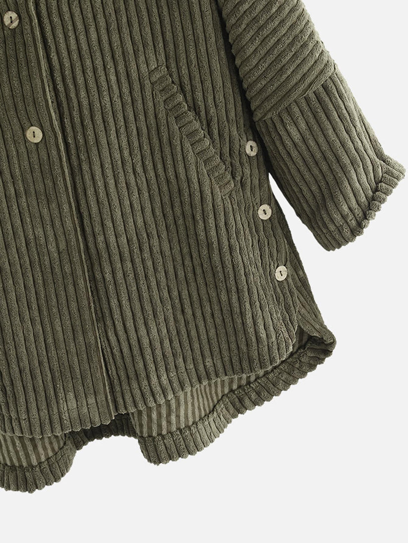Hooded ribbed coat - stylish ladies oversized high-low jacket
