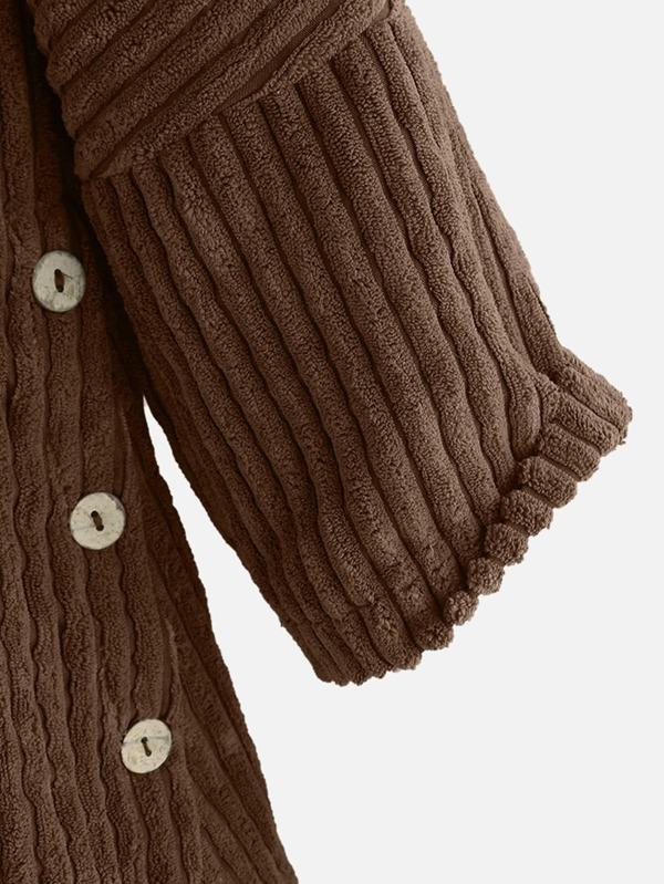 Hooded ribbed coat - stylish ladies oversized high-low jacket