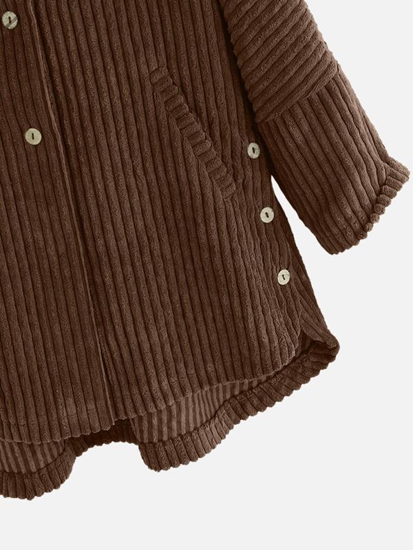 Hooded ribbed coat - stylish ladies oversized high-low jacket