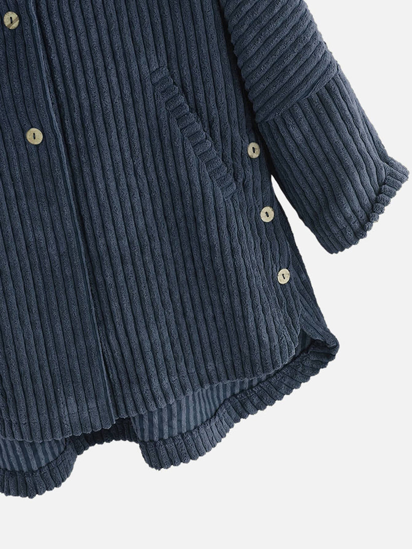 Hooded ribbed coat - stylish ladies oversized high-low jacket