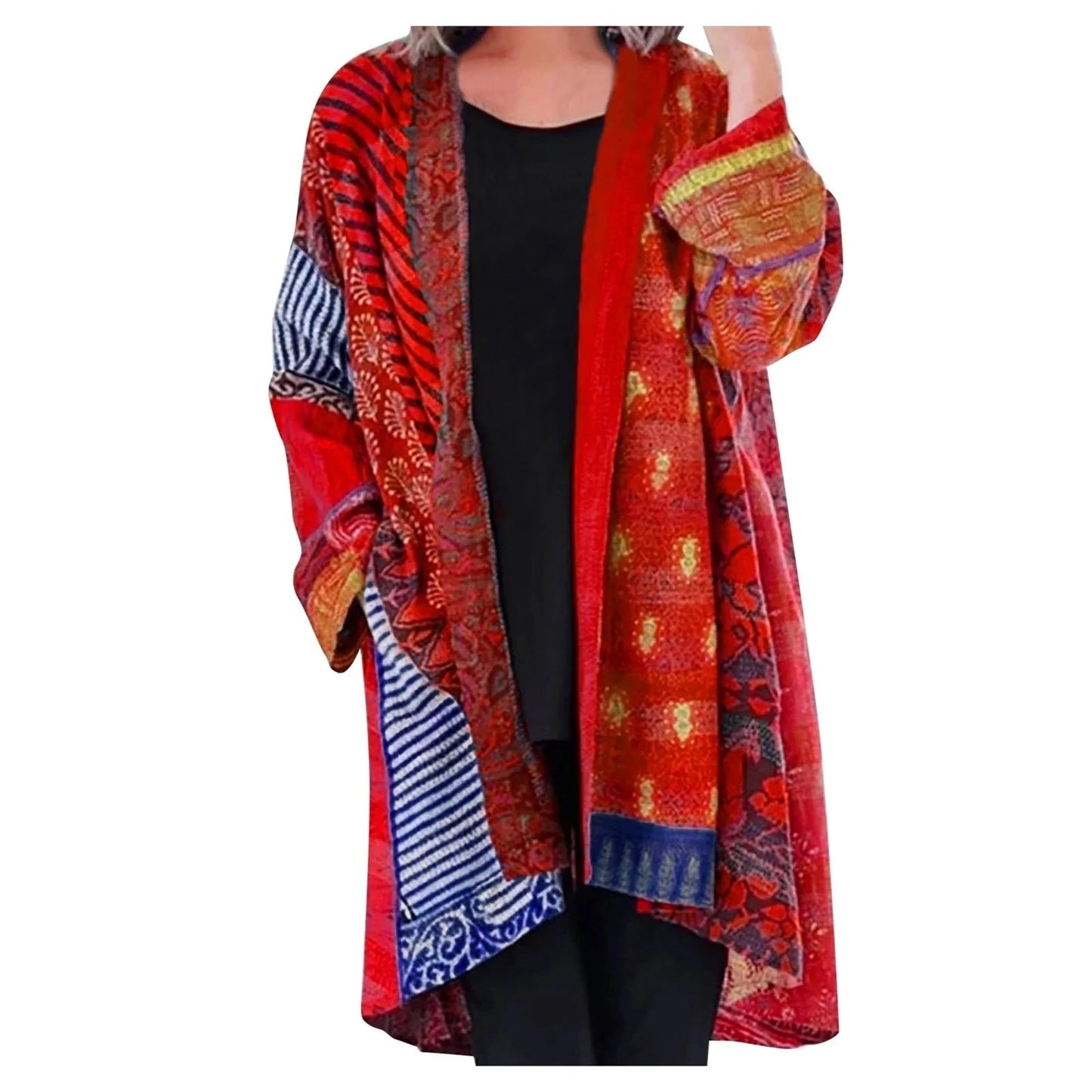Kimono Style Cardigan - Vibrant Patterned Ladies Cover-Up