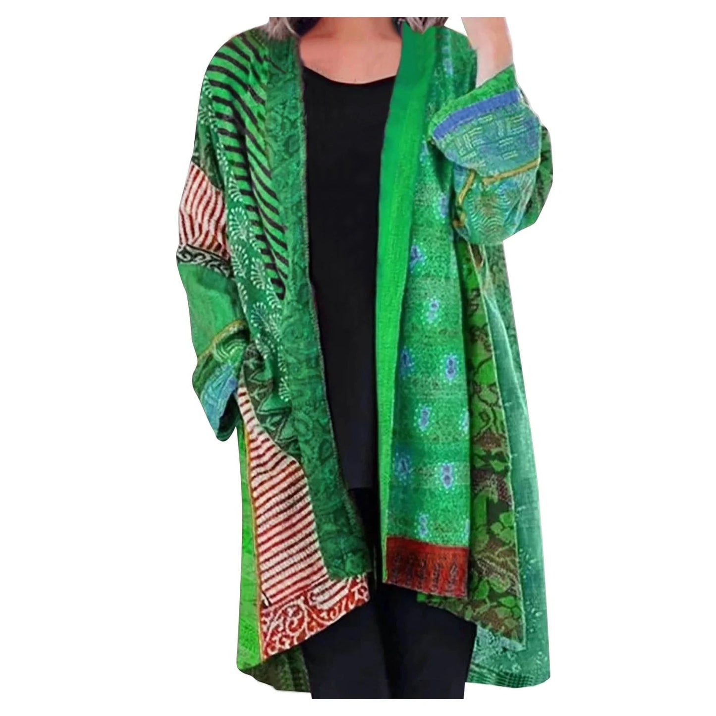 Kimono Style Cardigan - Vibrant Patterned Ladies Cover-Up