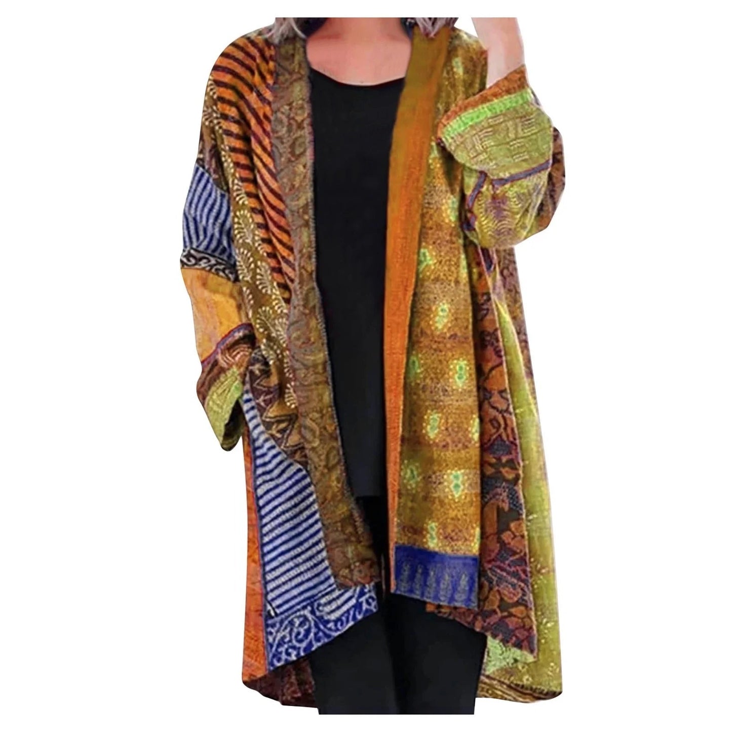 Kimono Style Cardigan - Vibrant Patterned Ladies Cover-Up