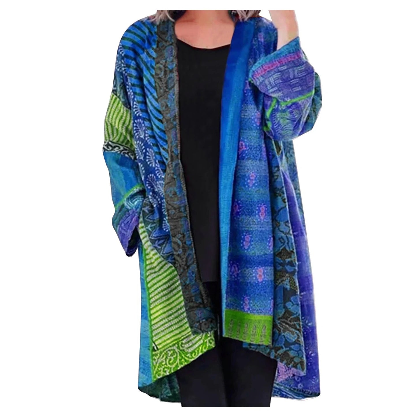 Kimono Style Cardigan - Vibrant Patterned Ladies Cover-Up