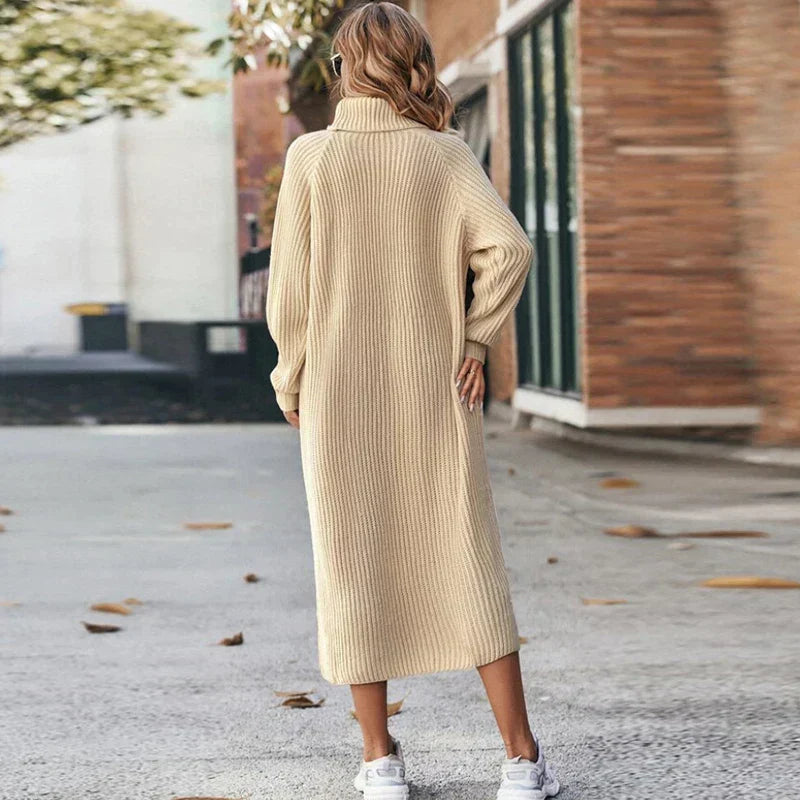 Knitted Dress - Elegant Long Ladies Sweater Dress