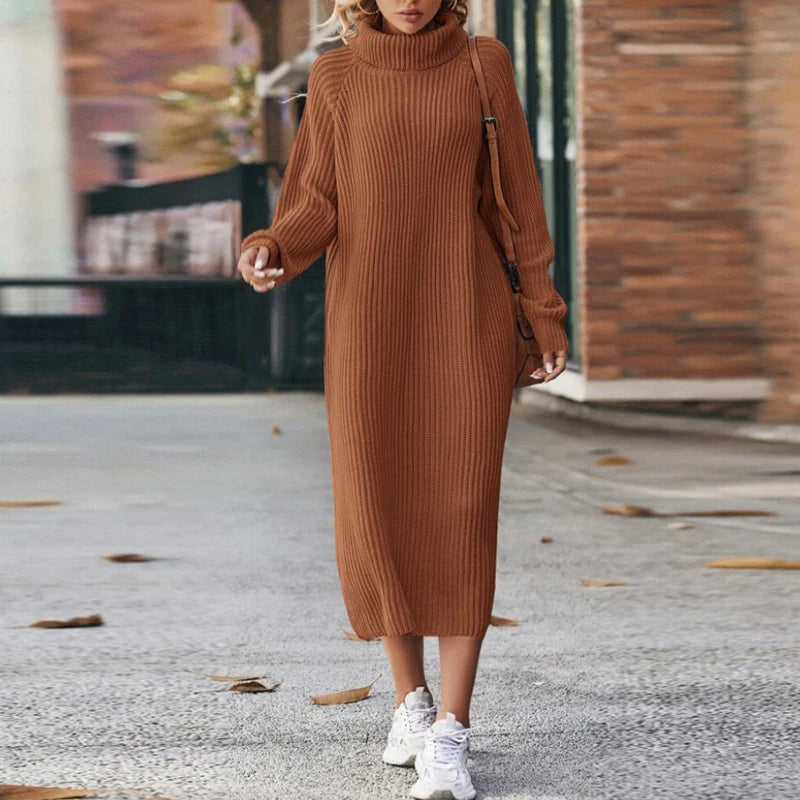 Knitted Dress - Elegant Long Ladies Sweater Dress