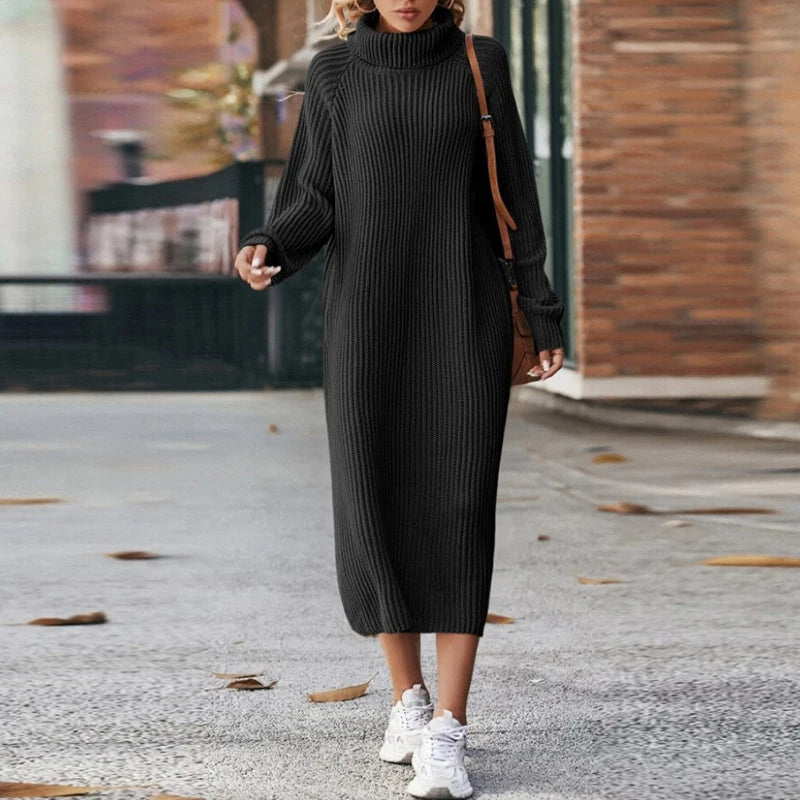 Knitted Dress - Elegant Long Ladies Sweater Dress