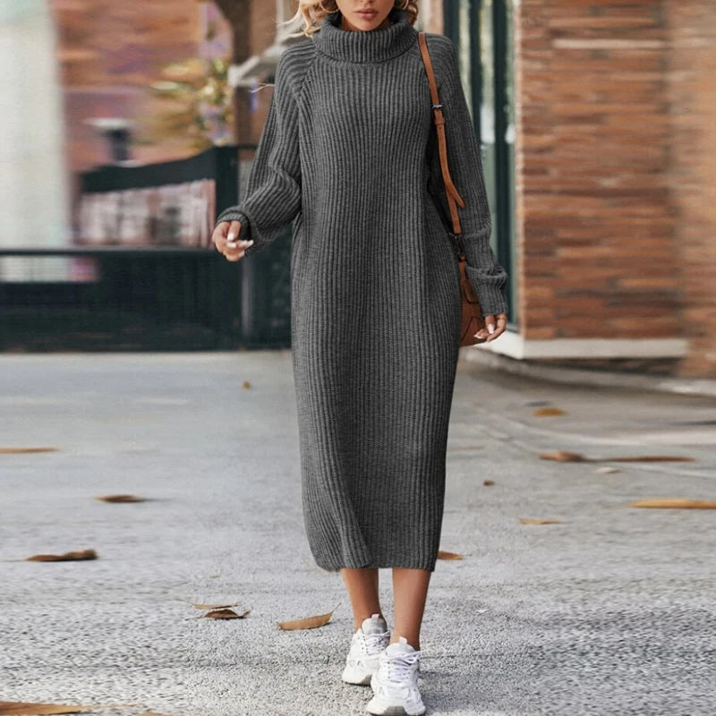 Knitted Dress - Elegant Long Ladies Sweater Dress