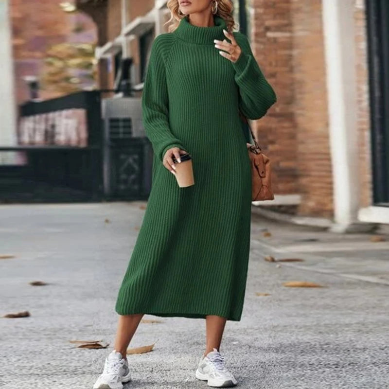 Knitted Dress - Elegant Long Ladies Sweater Dress