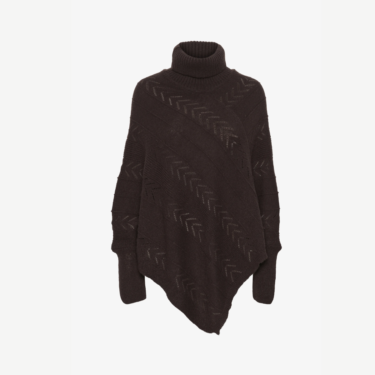 Knitted Poncho With Roll Neck - Elegant Ladies Jumper