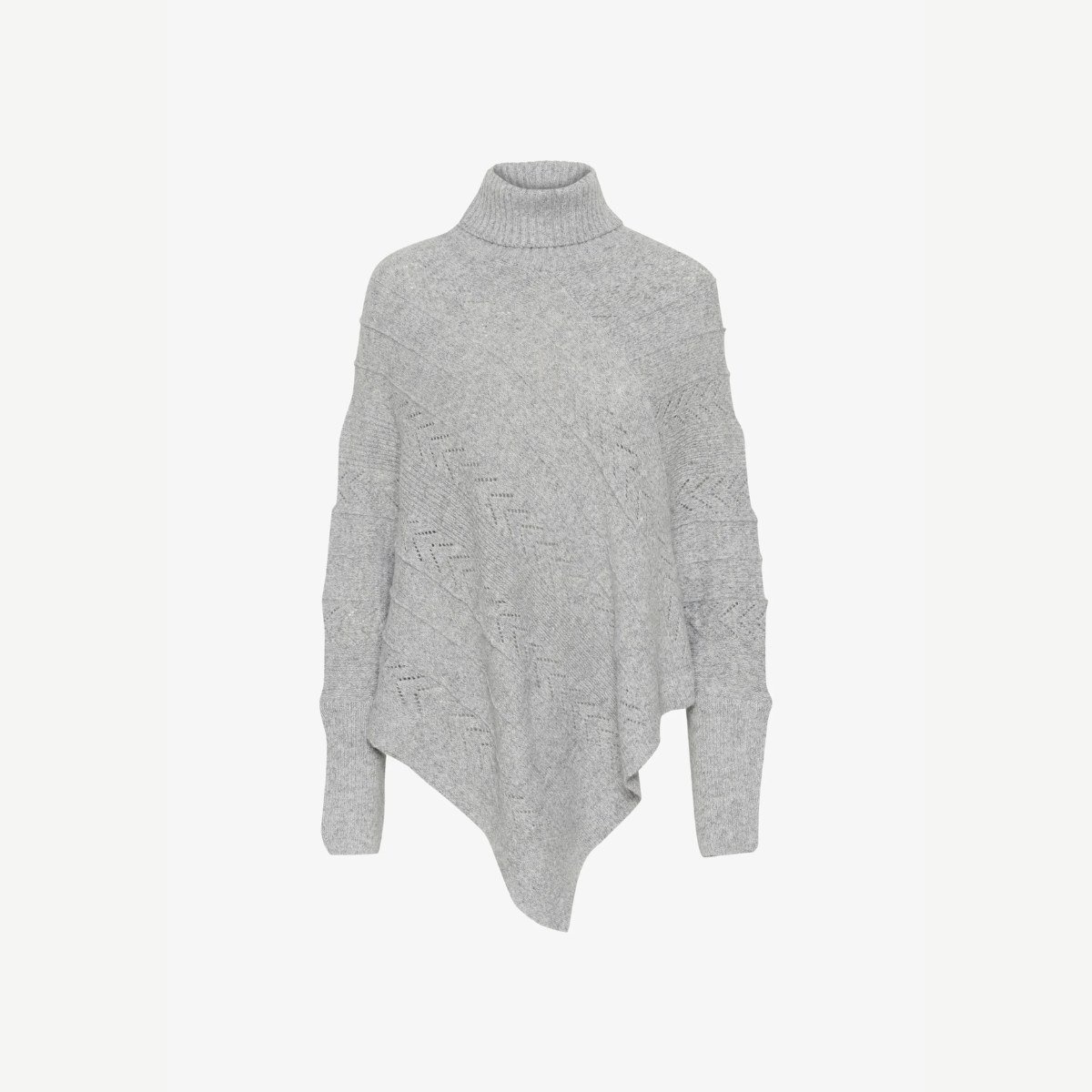 Knitted Poncho With Roll Neck - Elegant Ladies Jumper