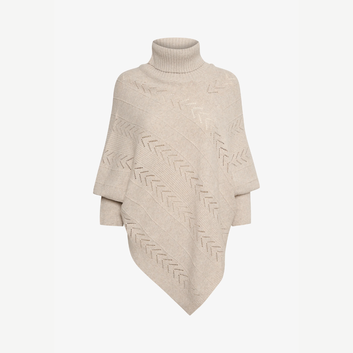 Knitted Poncho With Roll Neck - Elegant Ladies Jumper