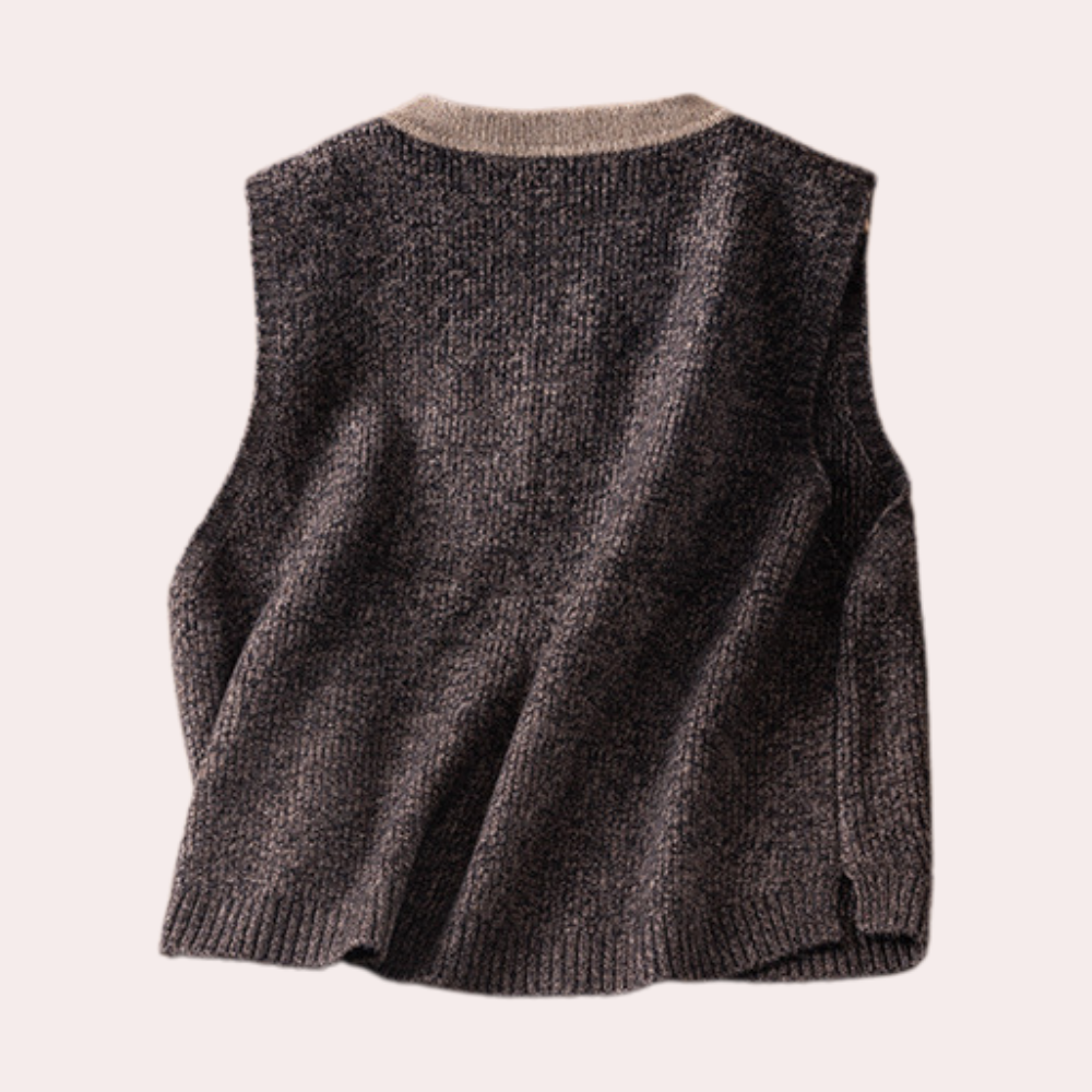 Knitted Sleeveless Vest - Ladies Elegant Cardigan Top