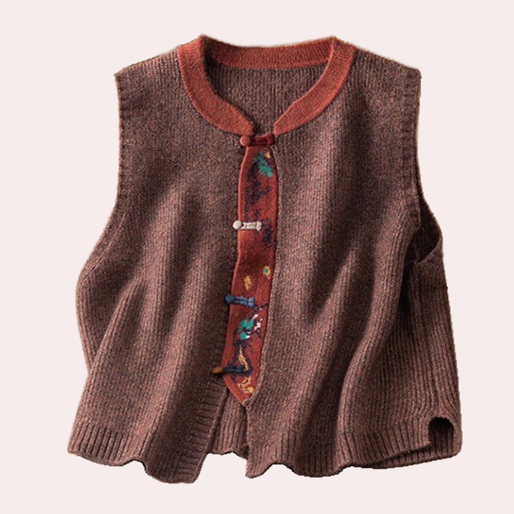 Knitted Sleeveless Vest - Ladies Elegant Cardigan Top