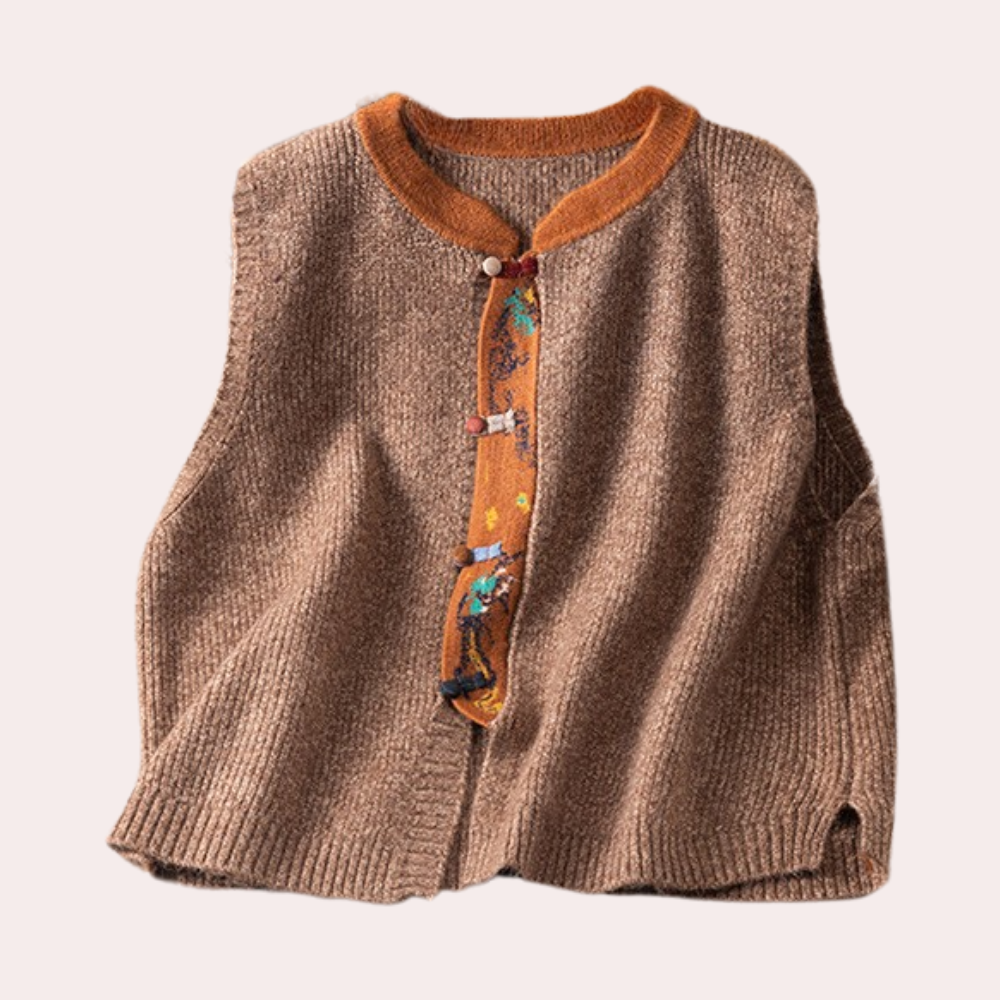 Knitted Sleeveless Vest - Ladies Elegant Cardigan Top