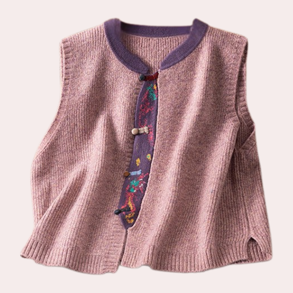 Knitted Sleeveless Vest - Ladies Elegant Cardigan Top