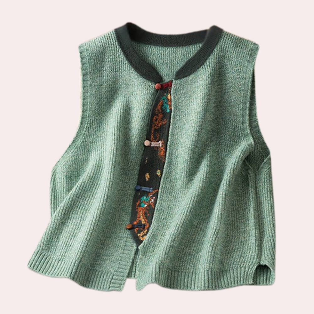 Knitted Sleeveless Vest - Ladies Elegant Cardigan Top