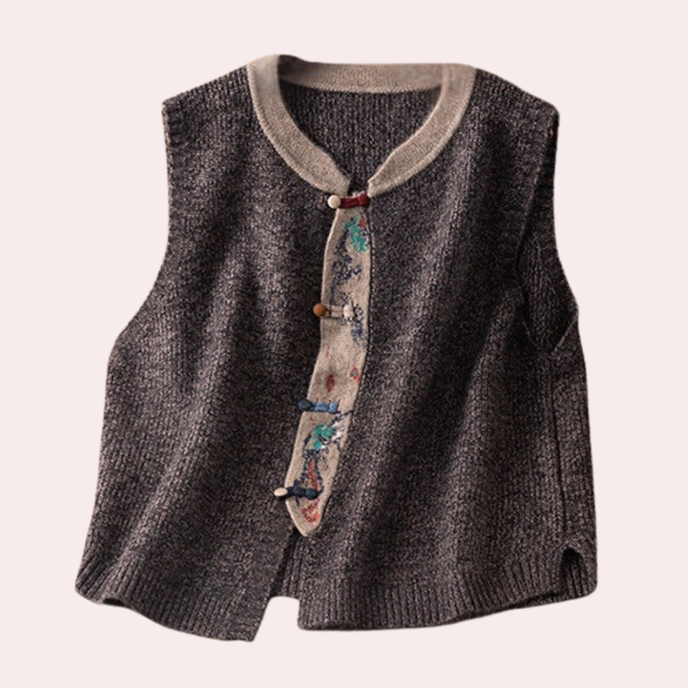 Knitted Sleeveless Vest - Ladies Elegant Cardigan Top