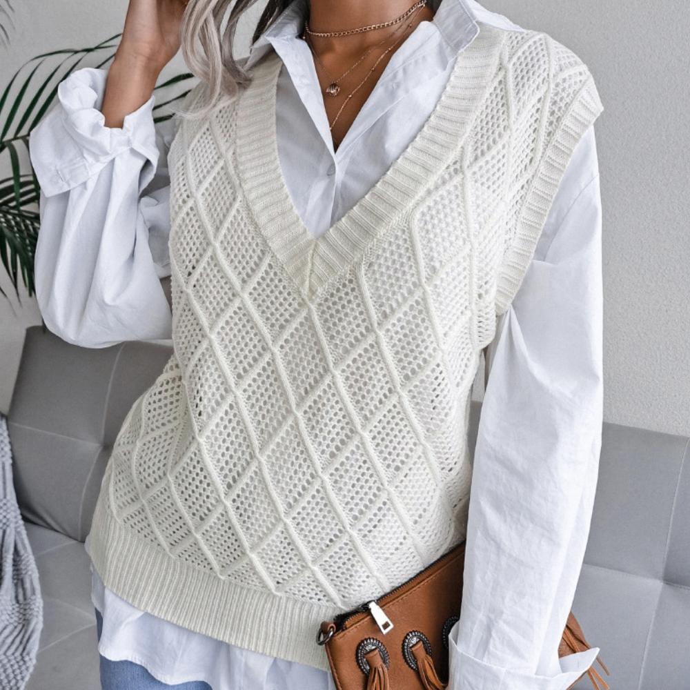 Knitted Vest - Chic Sleeveless Ladies Jumper