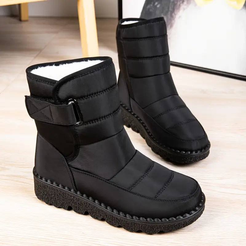 Ladies' black insulated winter boots - warm, non-slip, waterproof