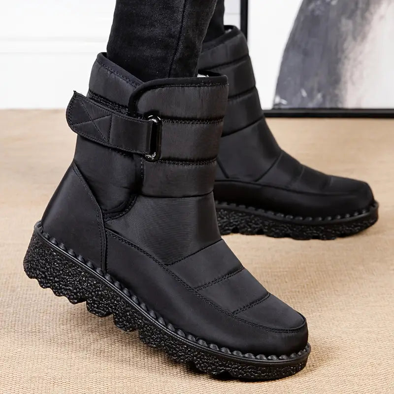 Ladies' black insulated winter boots - warm, non-slip, waterproof