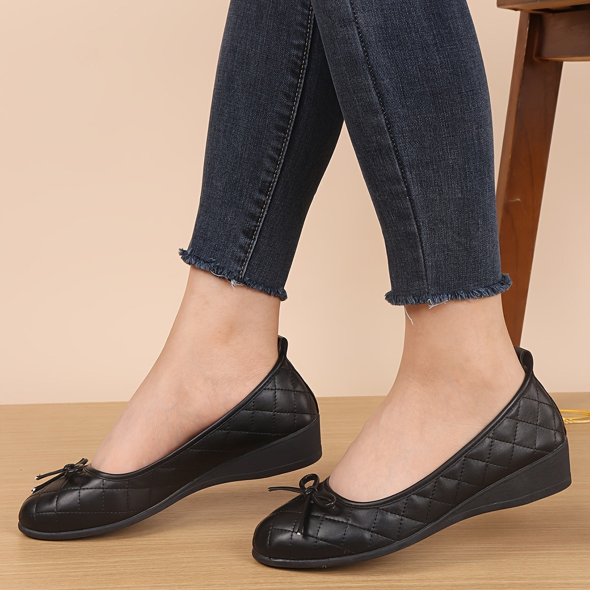 Ladies Black Quilted Slip-On Shoes - Elegant Lightweight Cozy Footwear