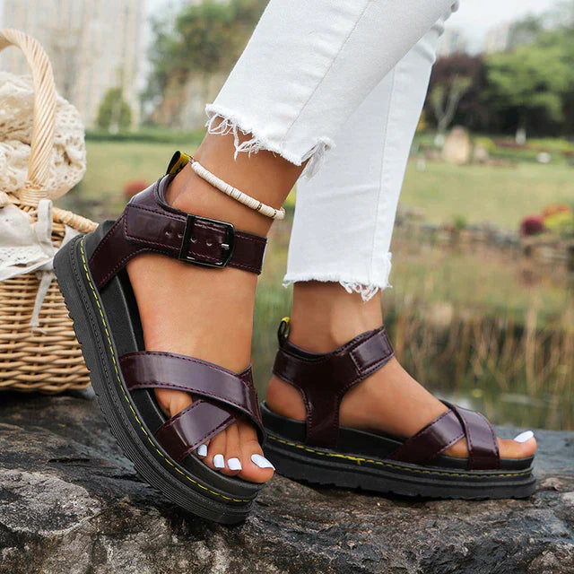 Ladies' Black Sporty Sandals - Cozy Strappy Footwear