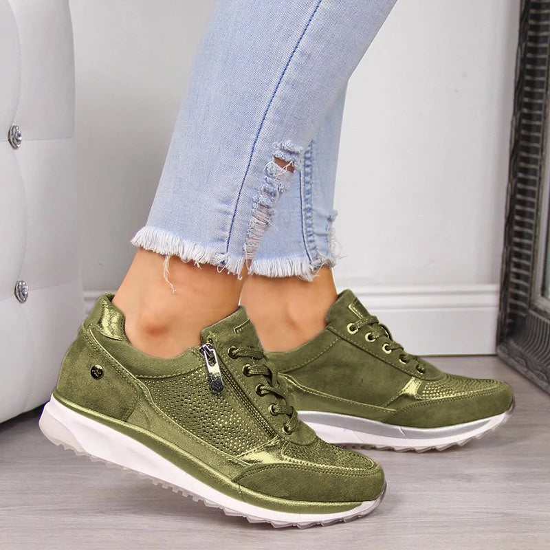 Ladies' casual lace-up trainers - stylish lightweight footwear