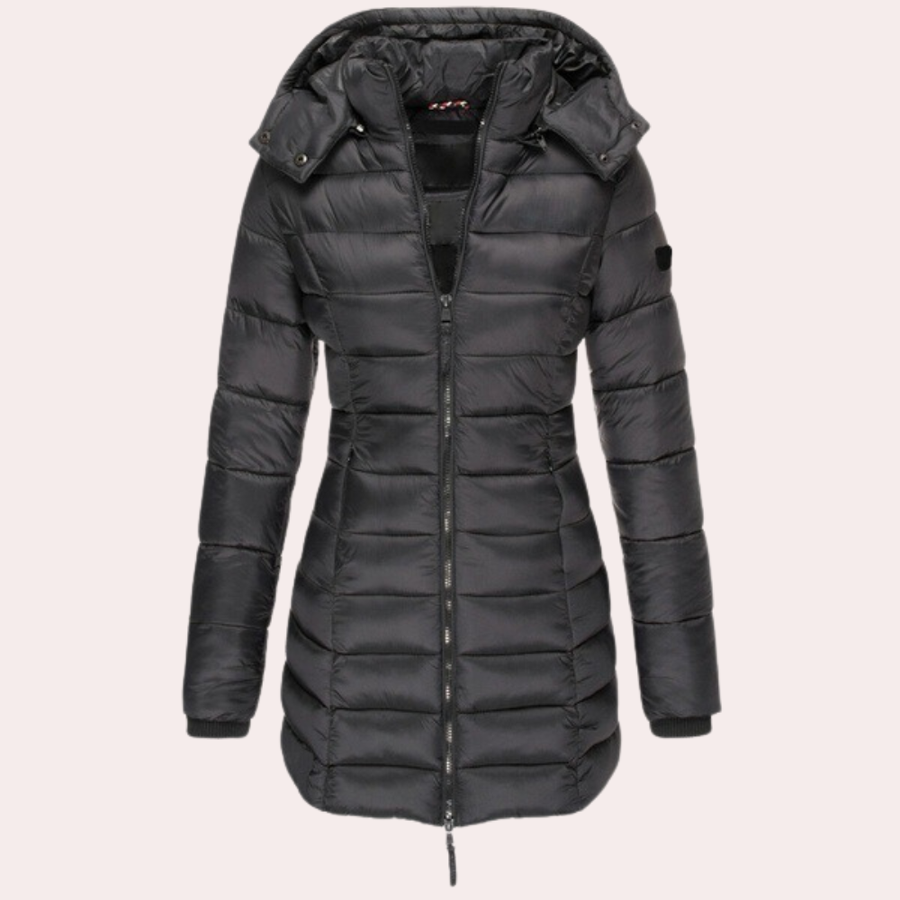 Ladies down jacket - stylish long padded coat for winter