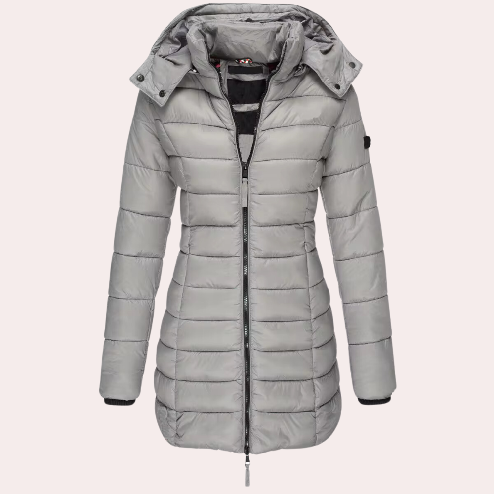Ladies down jacket - stylish long padded coat for winter