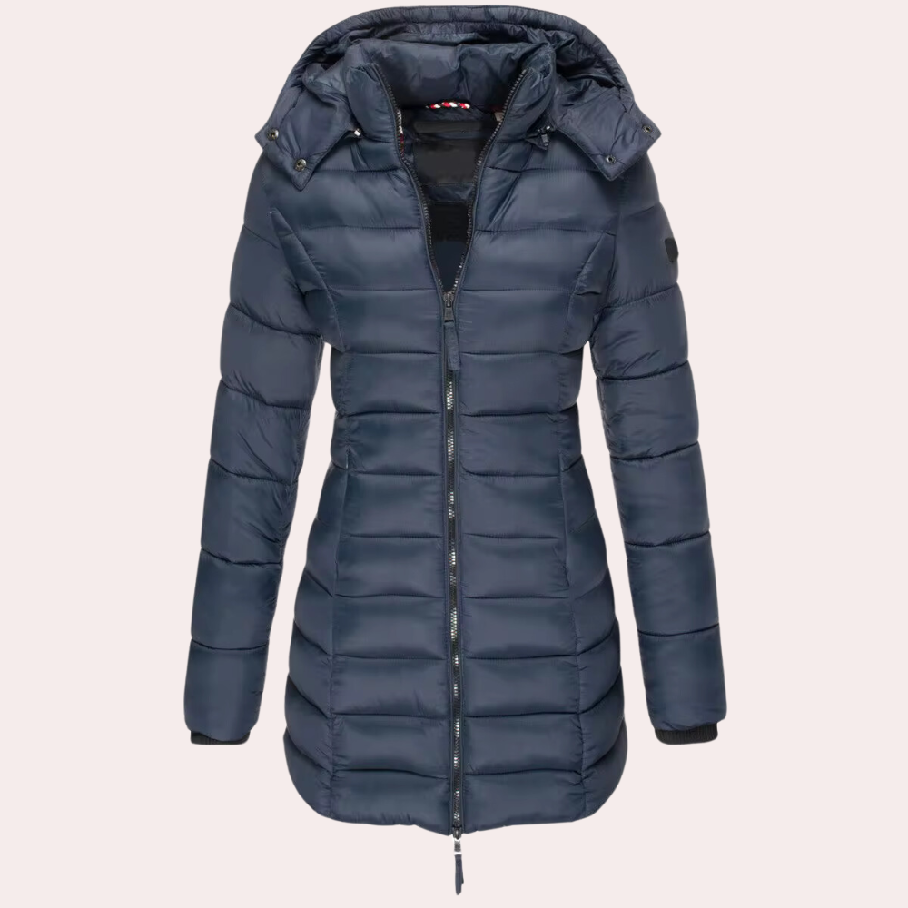 Ladies down jacket - stylish long padded coat for winter