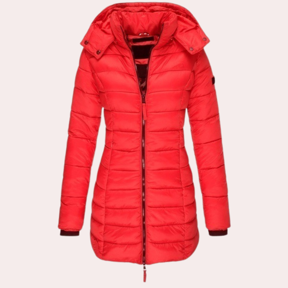 Ladies down jacket - stylish long padded coat for winter