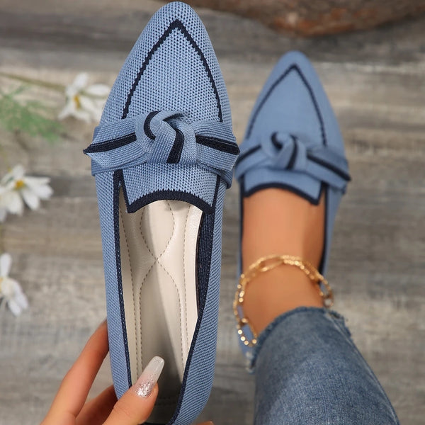 Ladies Flat Shoes - Chic Loafers With Bow Detail