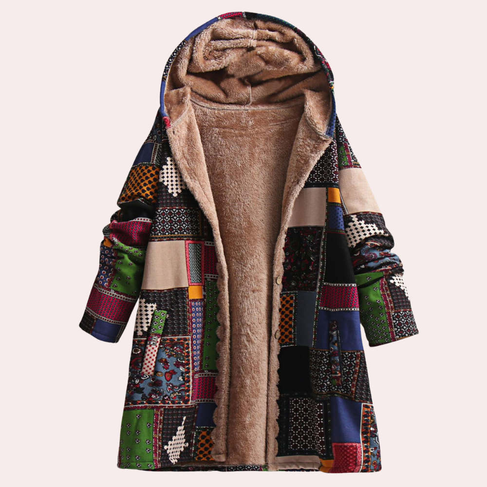 Ladies Hooded Fleece Coat - Trendy Warm Patchwork Outerwear