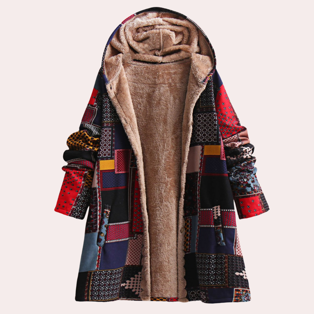 Ladies Hooded Fleece Coat - Trendy Warm Patchwork Outerwear