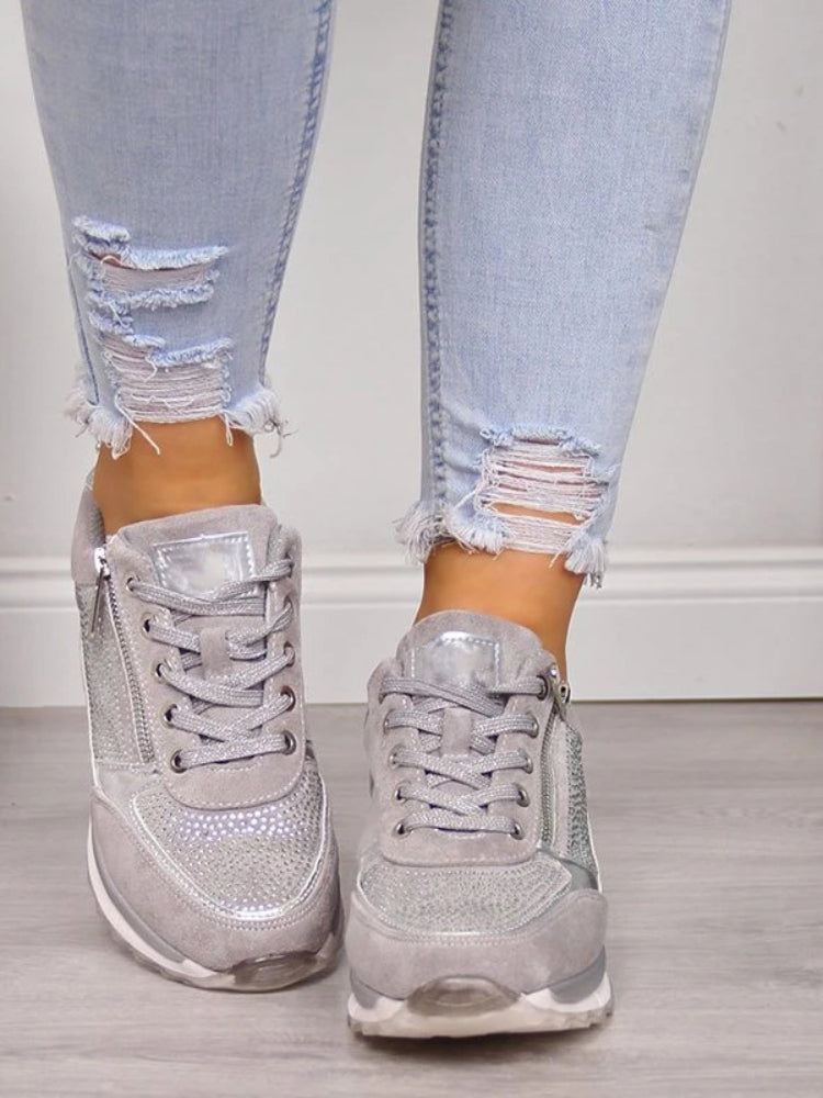Ladies' orthopaedic casual shoes - stylish grey trainers