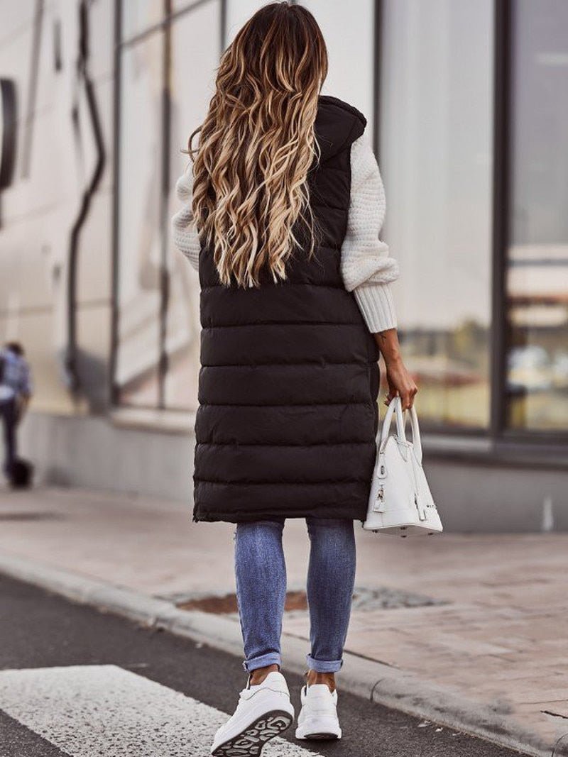Ladies Padded Gilet - Stylish Long Sleeveless Vest For Women
