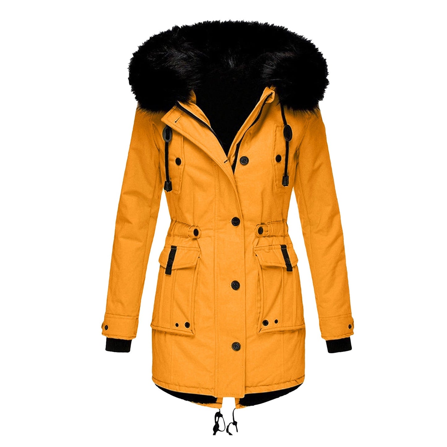 Ladies Parka Coat - Cozy Hooded Outdoor Jacket With Faux Fur Trim