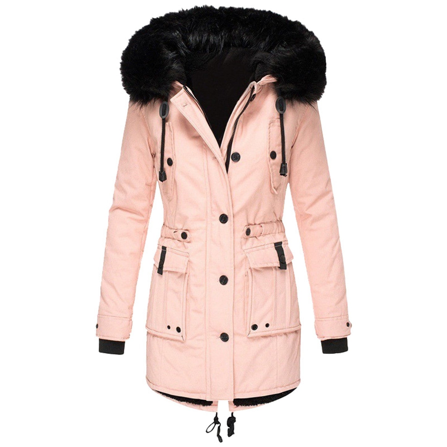 Ladies Parka Coat - Cozy Hooded Outdoor Jacket With Faux Fur Trim