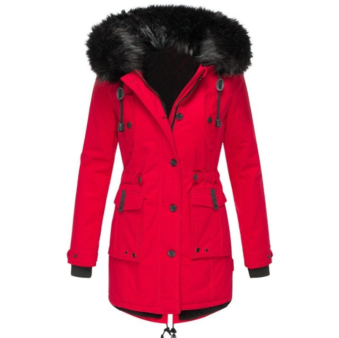 Ladies Parka Coat - Cozy Hooded Outdoor Jacket With Faux Fur Trim