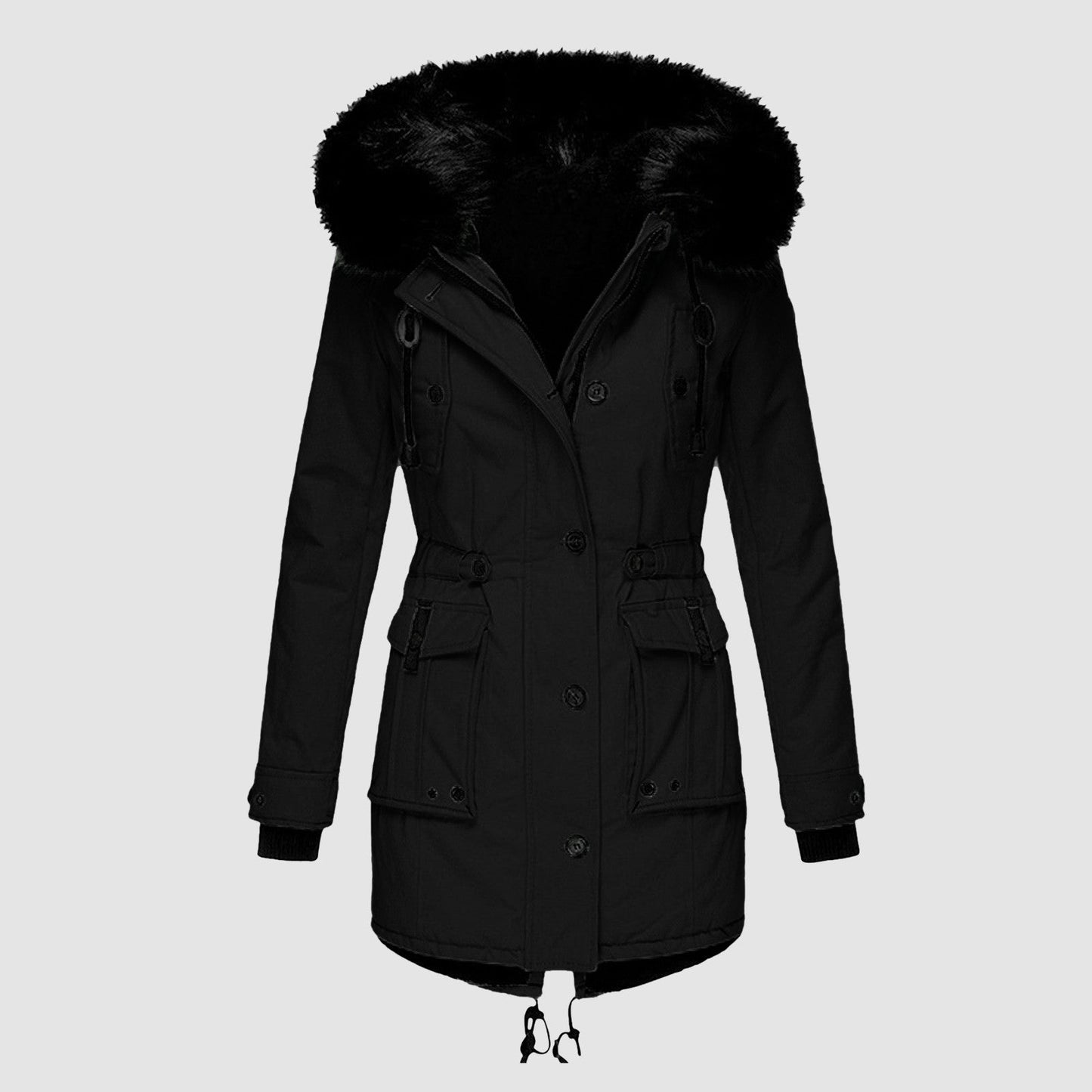 Ladies Parka Coat - Cozy Hooded Outdoor Jacket With Faux Fur Trim