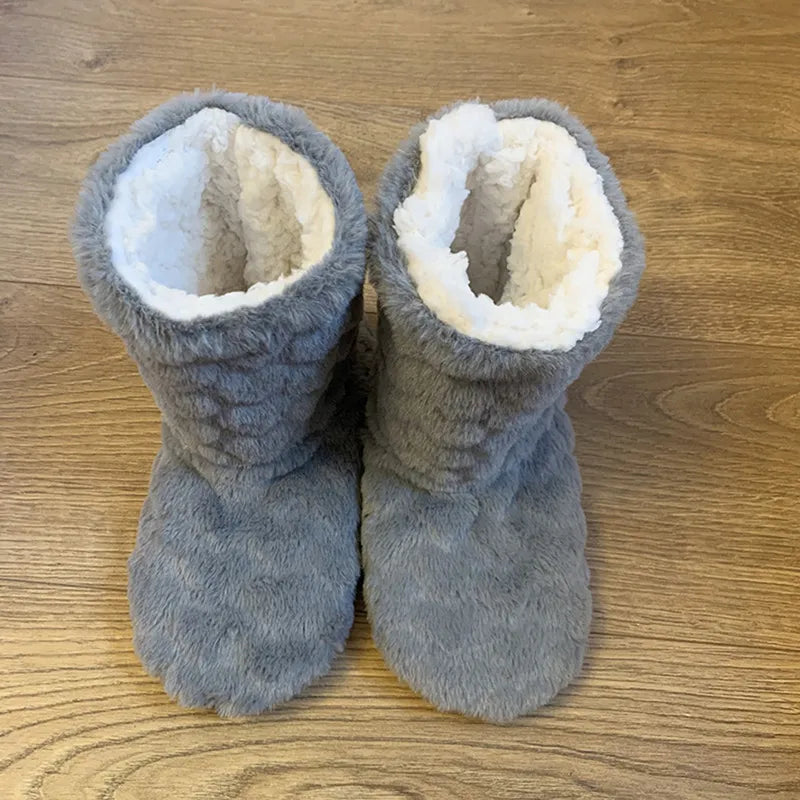 Ladies plush house boots - cosy faux fur slipper socks