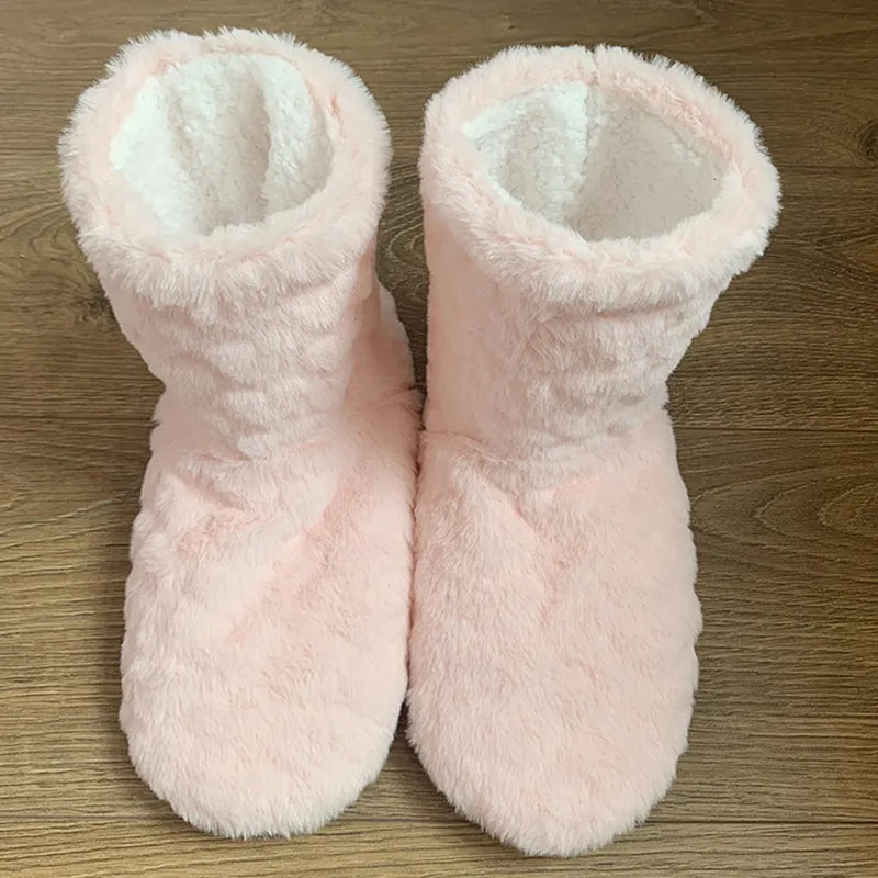 Ladies plush house boots - cosy faux fur slipper socks