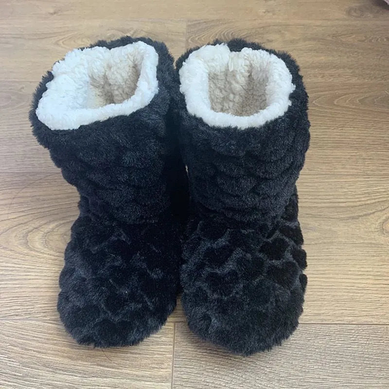 Ladies plush house boots - cosy faux fur slipper socks