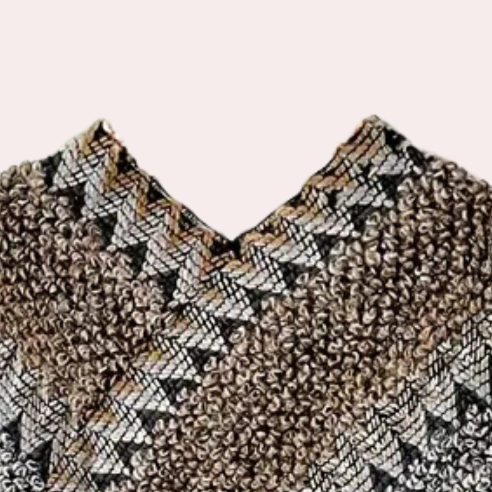 Ladies Poncho - Stylish Knitted Shawl With Fringe