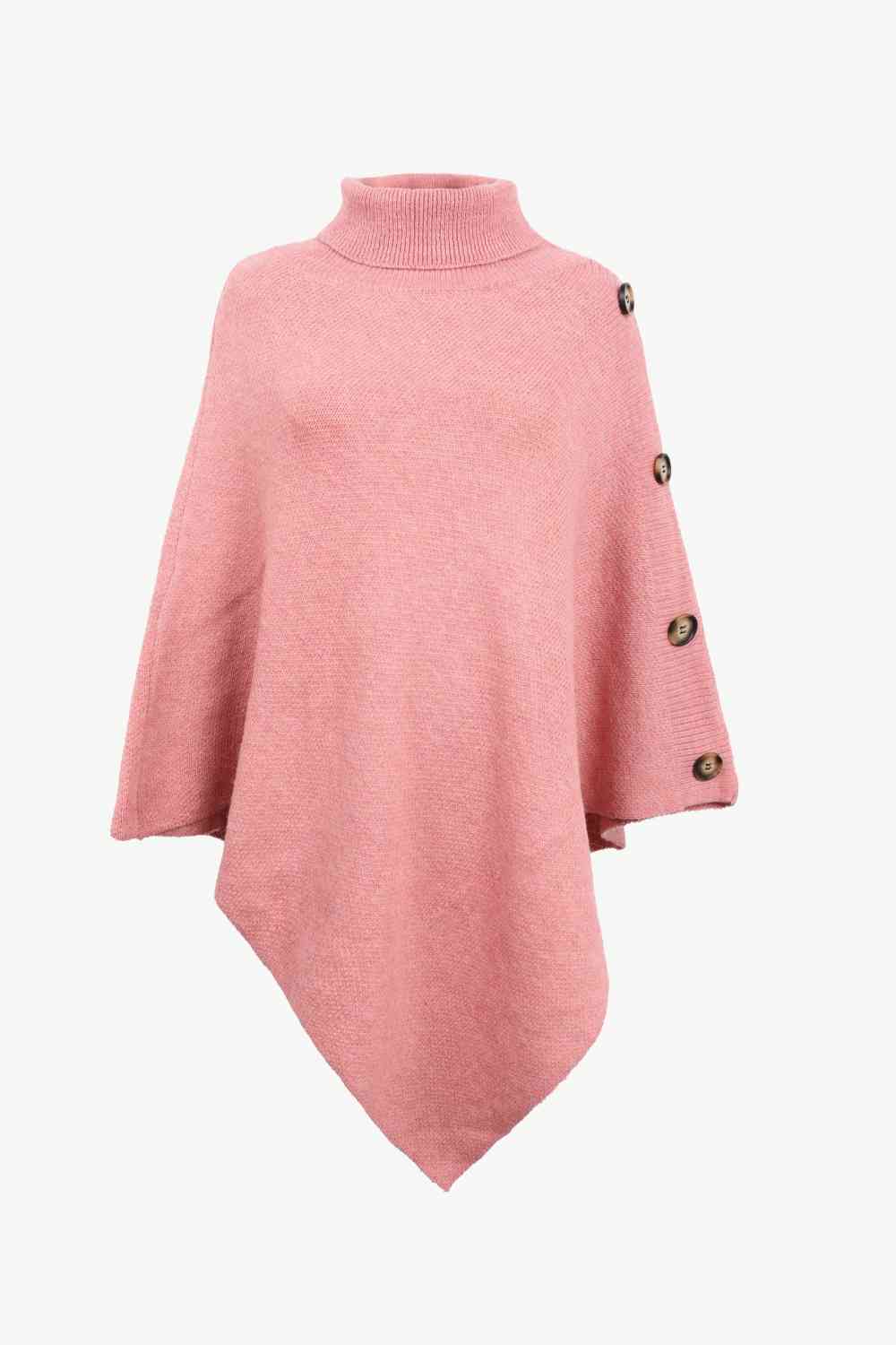 Ladies Poncho Sweater - Stylish Knit With High Collar