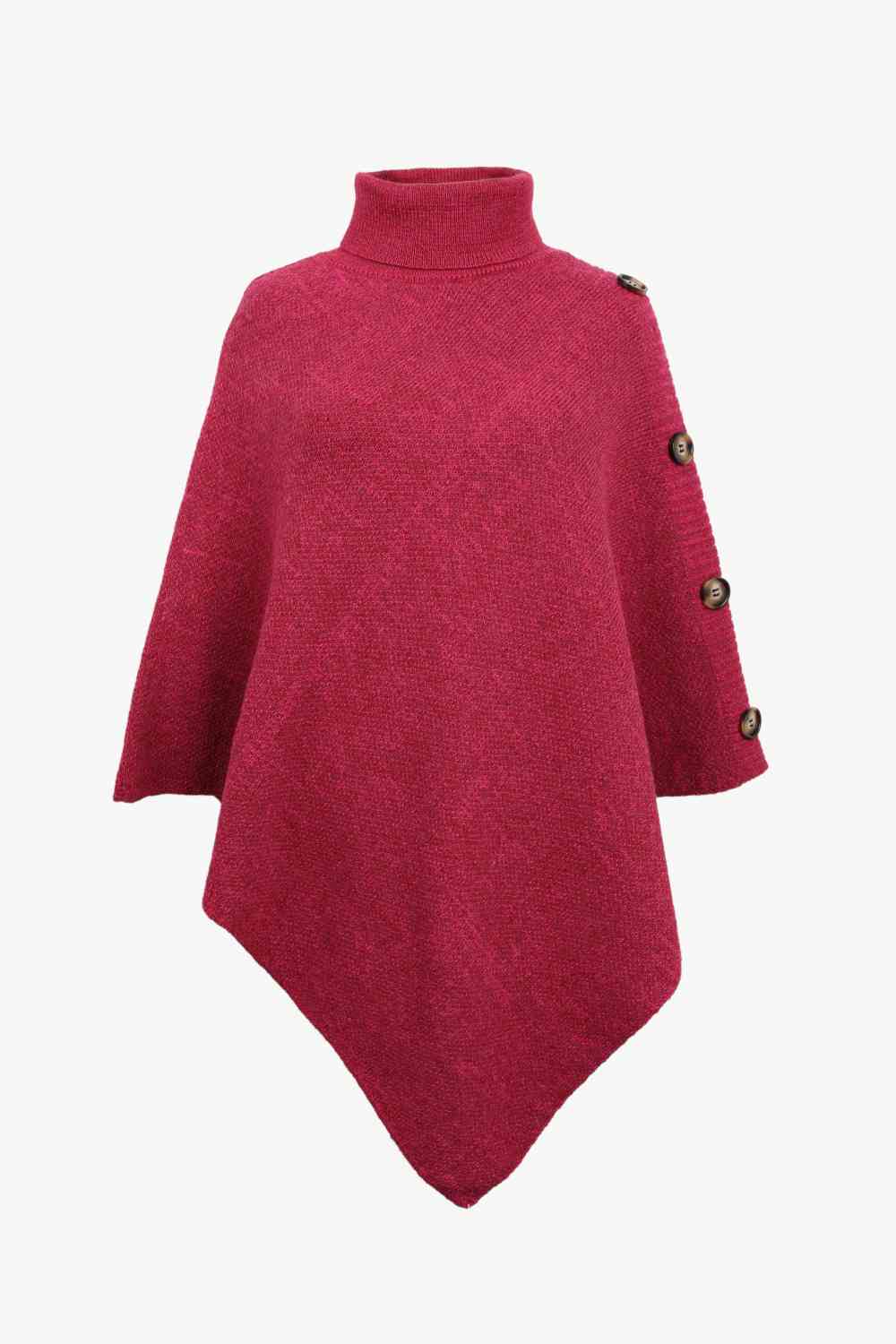 Ladies Poncho Sweater - Stylish Knit With High Collar